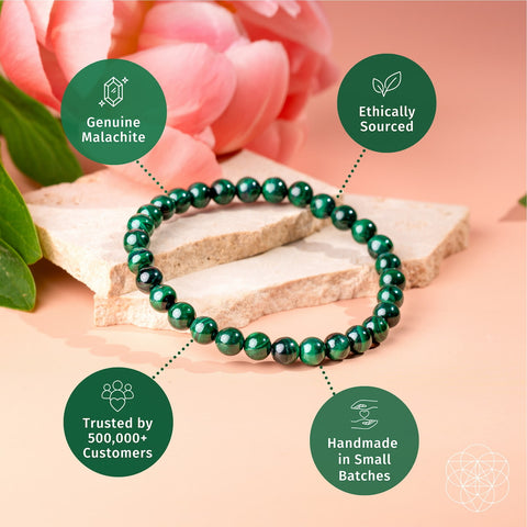 Malachite Anxiety Bracelet | Calming Crystal Stone Bracelet