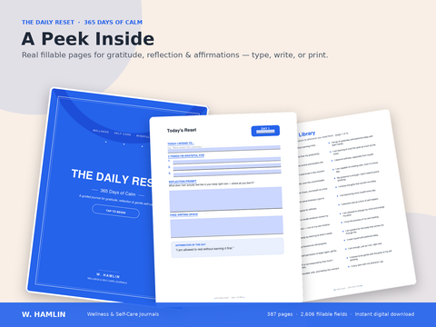 The Daily Reset — 365-Day Fillable Wellness Journal (PDF)